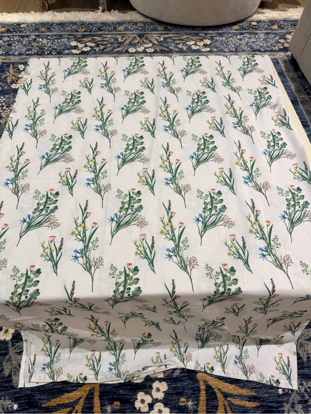 Floral Meadow shower curtain in White and Green